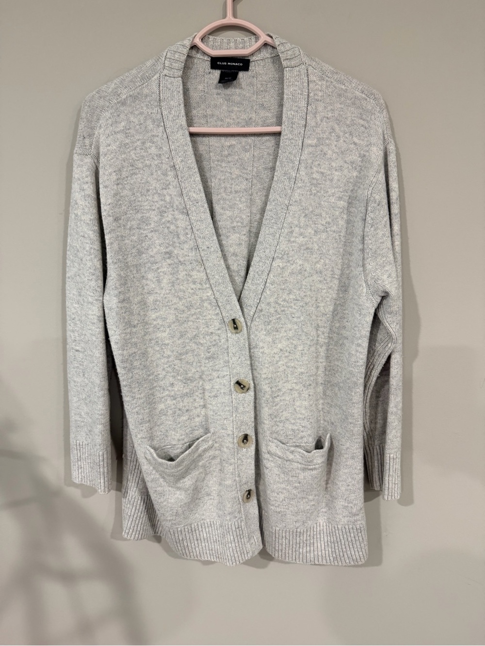 Club Monaco Light Gray Button-Front V-Neck Cardigan size Medium